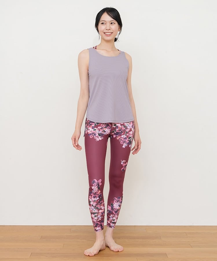 SUKALA】フルオブフラワーパネルレギンスMサイズ モーヴ SUKALA】フル