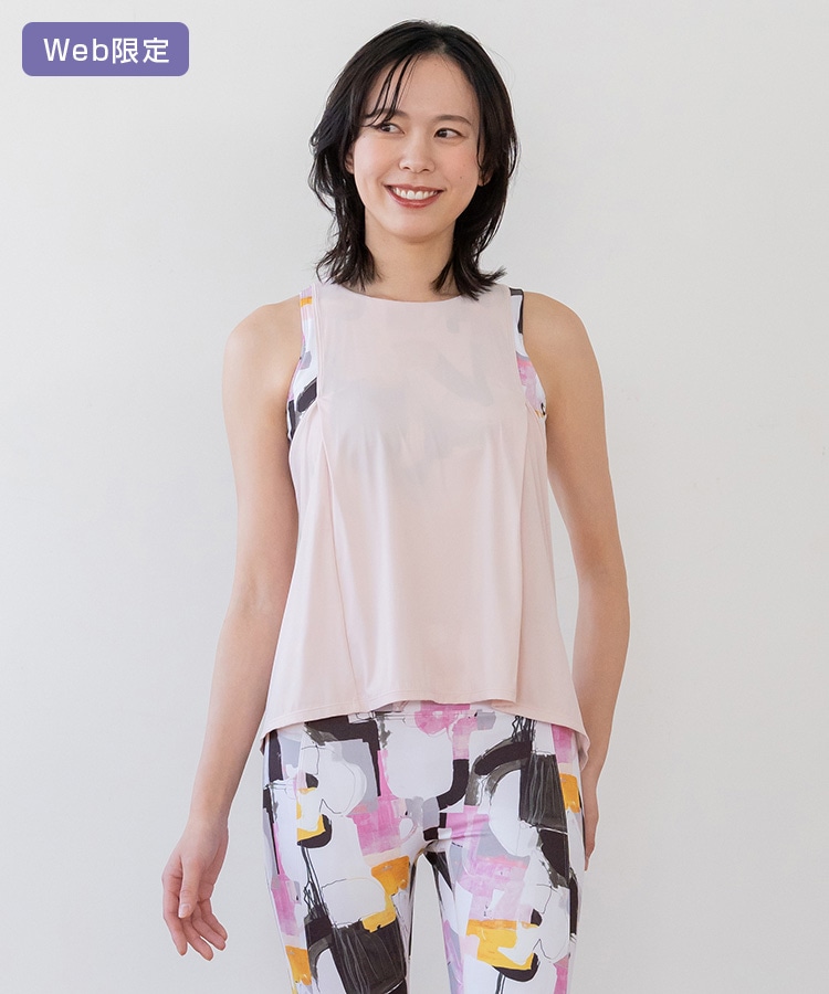 SUKALA】ミックスプリントカバータンクトップ(S・M・Lサイズ ホワイト