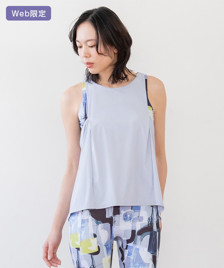 SUKALA】ミックスプリントカバータンクトップ(S・M・Lサイズ ホワイト