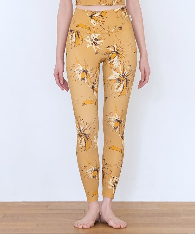 SUKALA】リブBigフラワープリントレギンス(XS・S・M・Lサイズ スモーク