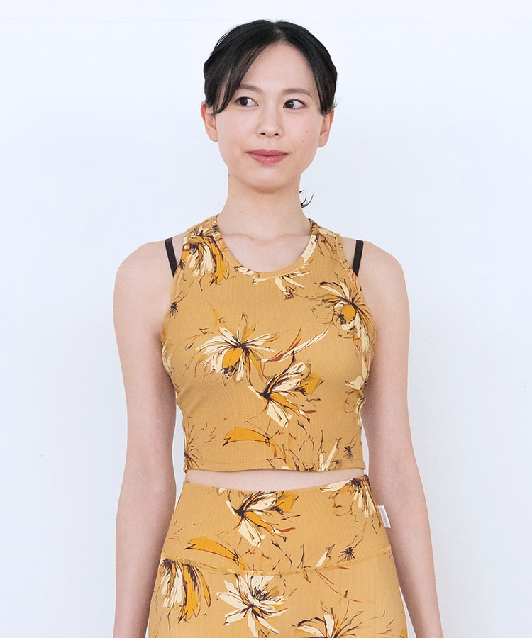 SUKALA】リブBigフラワープリントショートタンクトップ(S・Mサイズ