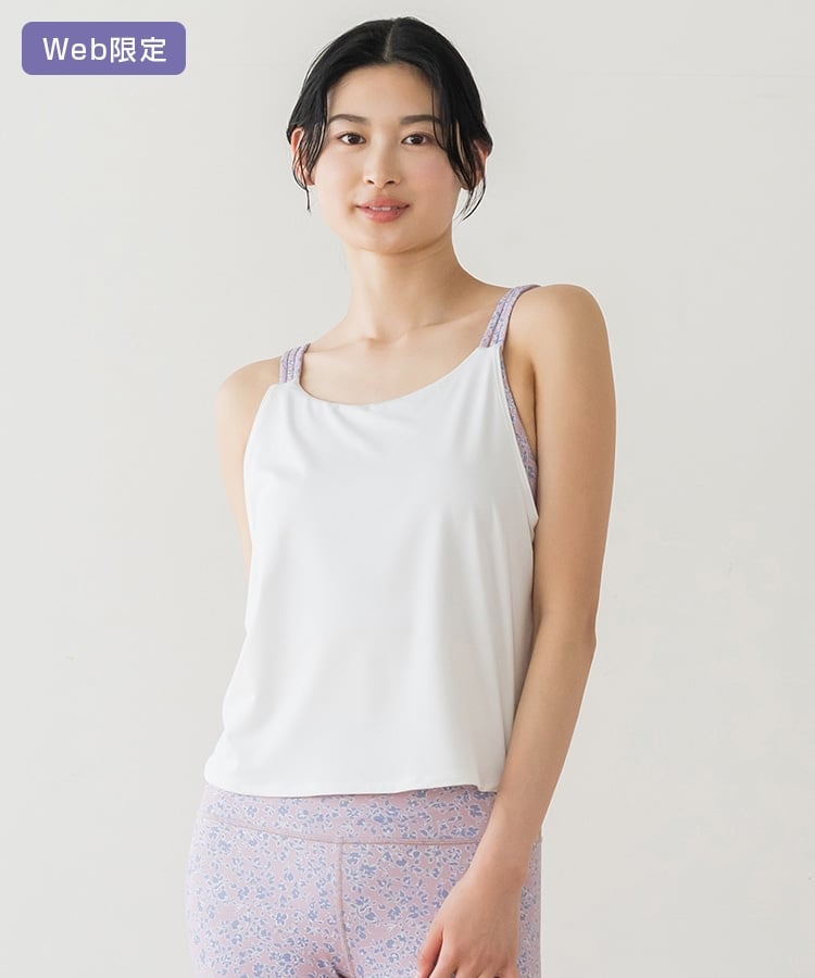 SUKALA】ノスタルジックフラワープリントカバータンクトップ(Sサイズ