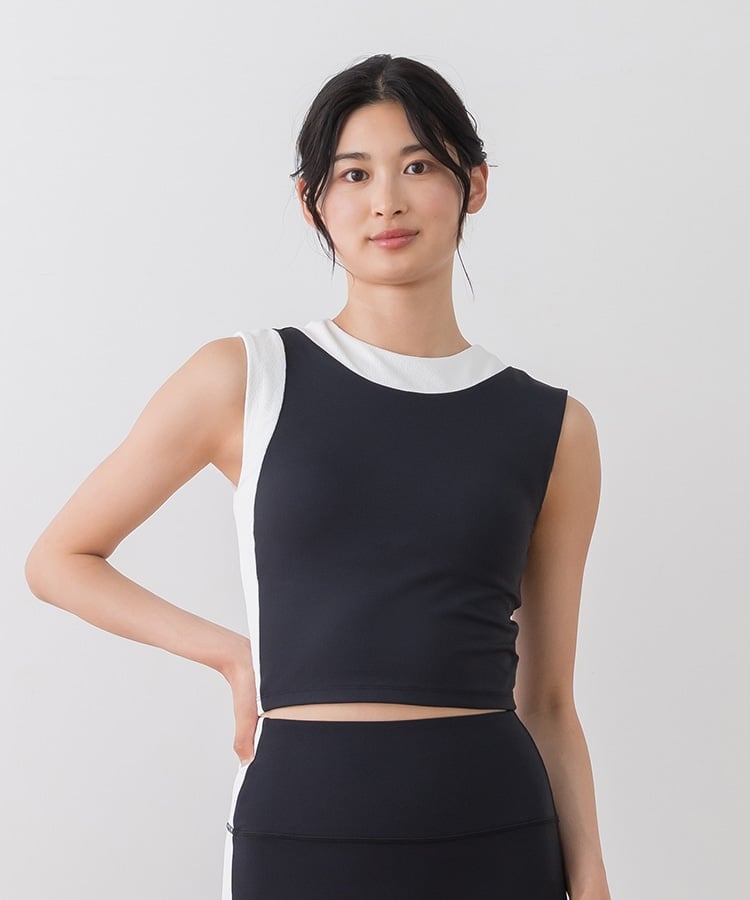 SUKALA】バイカラーショートタンクトップ(XS・S・M・Lサイズ ネイビー