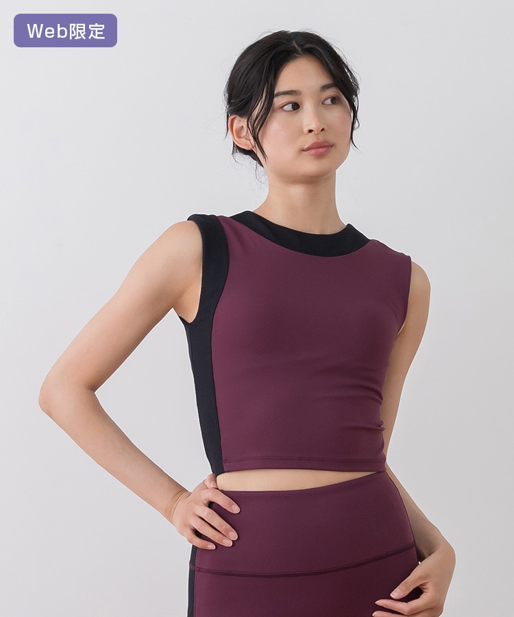 SUKALA】バイカラーショートタンクトップ(XS・S・M・Lサイズ ネイビー