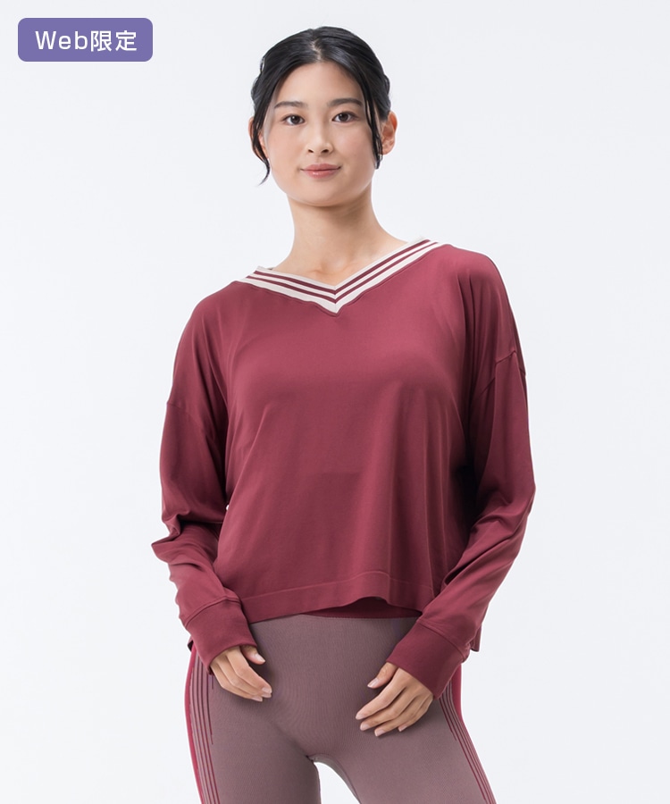 SUKALA】ブラトップ付きカレッジVネックプルオーバー(Lサイズ