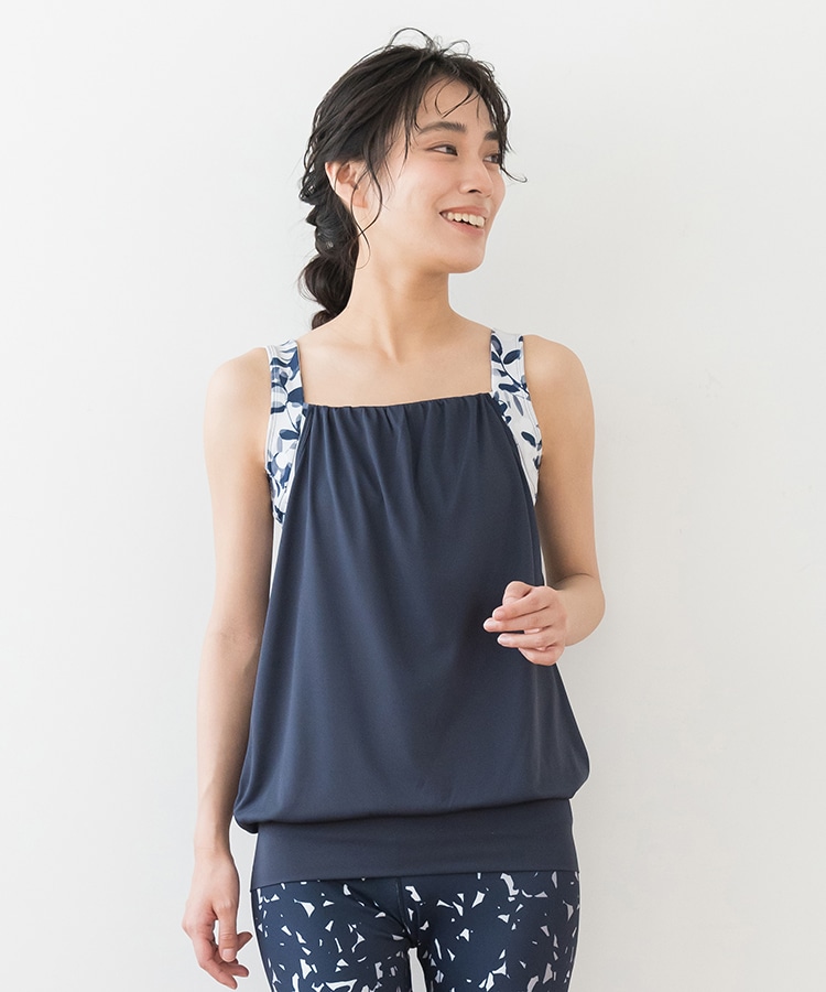 SUKALA】リーフレイヤードタンクトップ(Sサイズ ダークネイビー