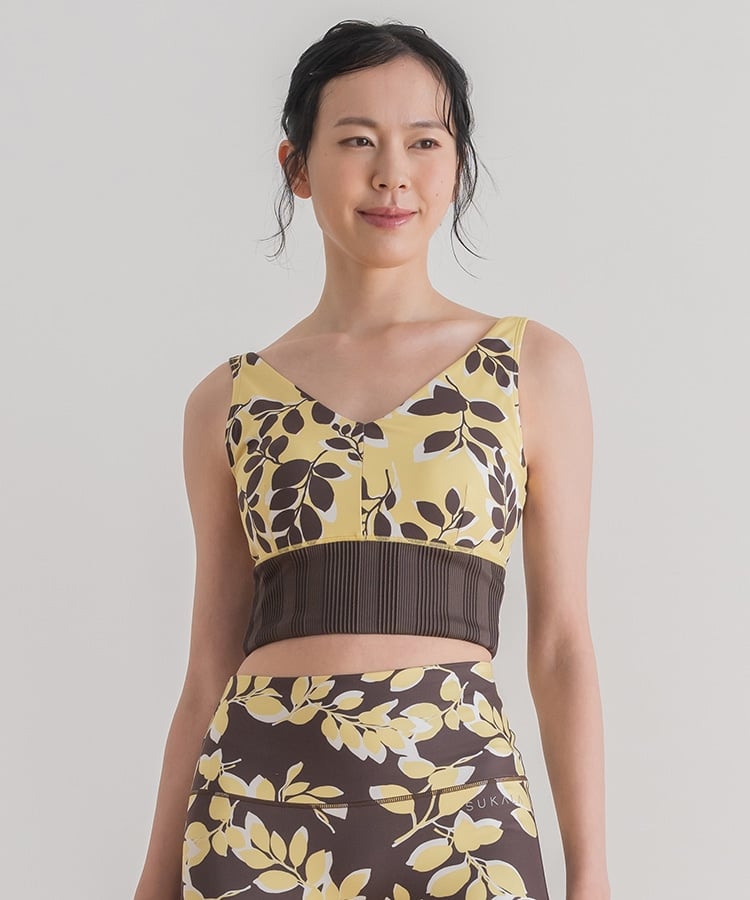 SUKALA チェックレギンス イエロー L 背面メッシュ LAVA SUKALA