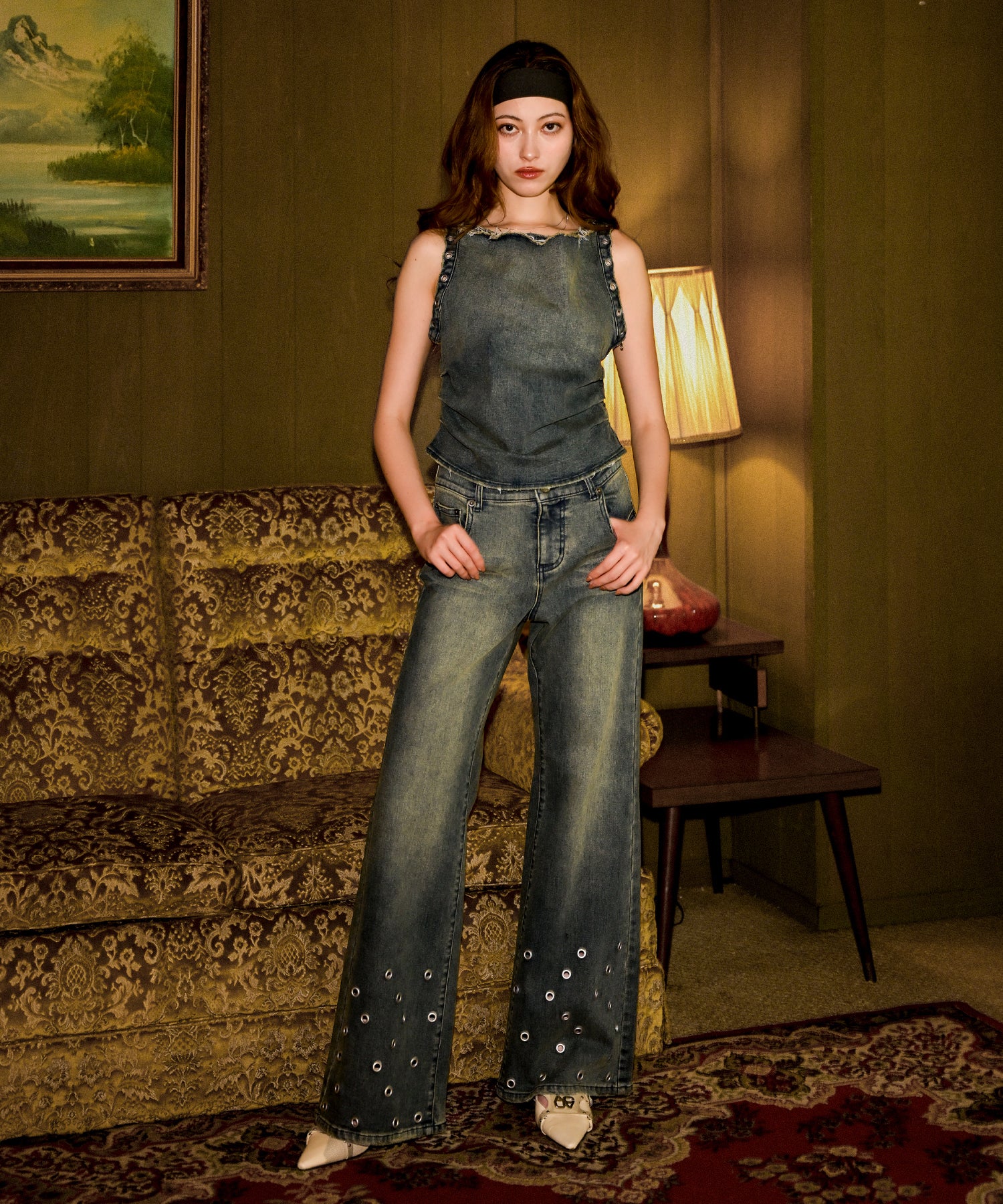 アイレットディティールデニムタンクトップ｜ACLENT（アクレント）