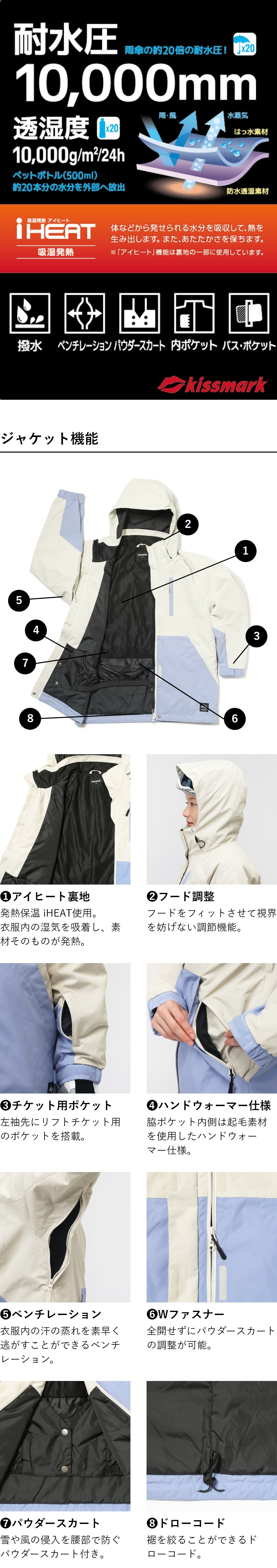 キスマーク レディース スノーボード ジャケット パンツ レディス