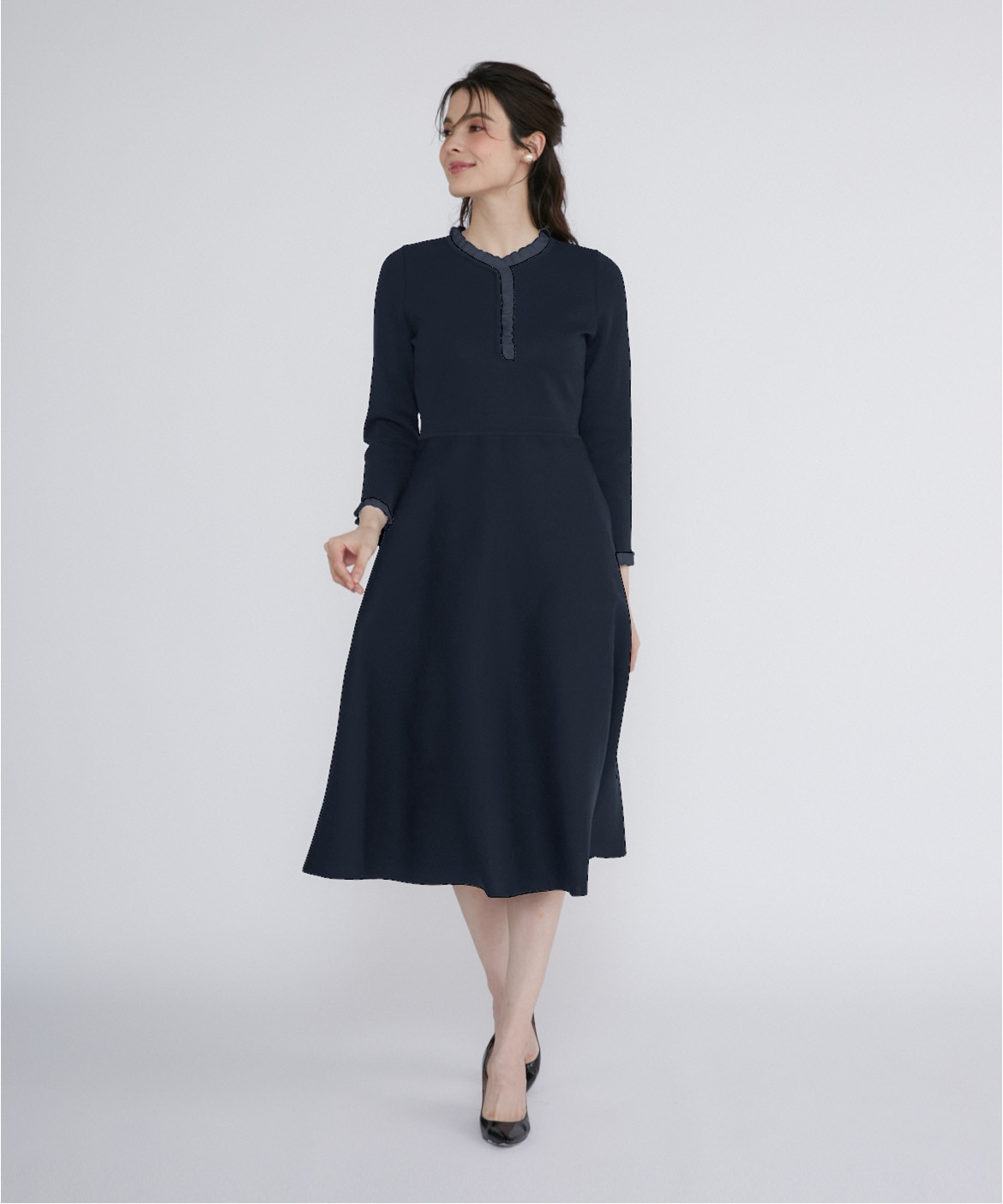 blugirl ブルマリン ブルーガール フリルニットワンピース 黒 40