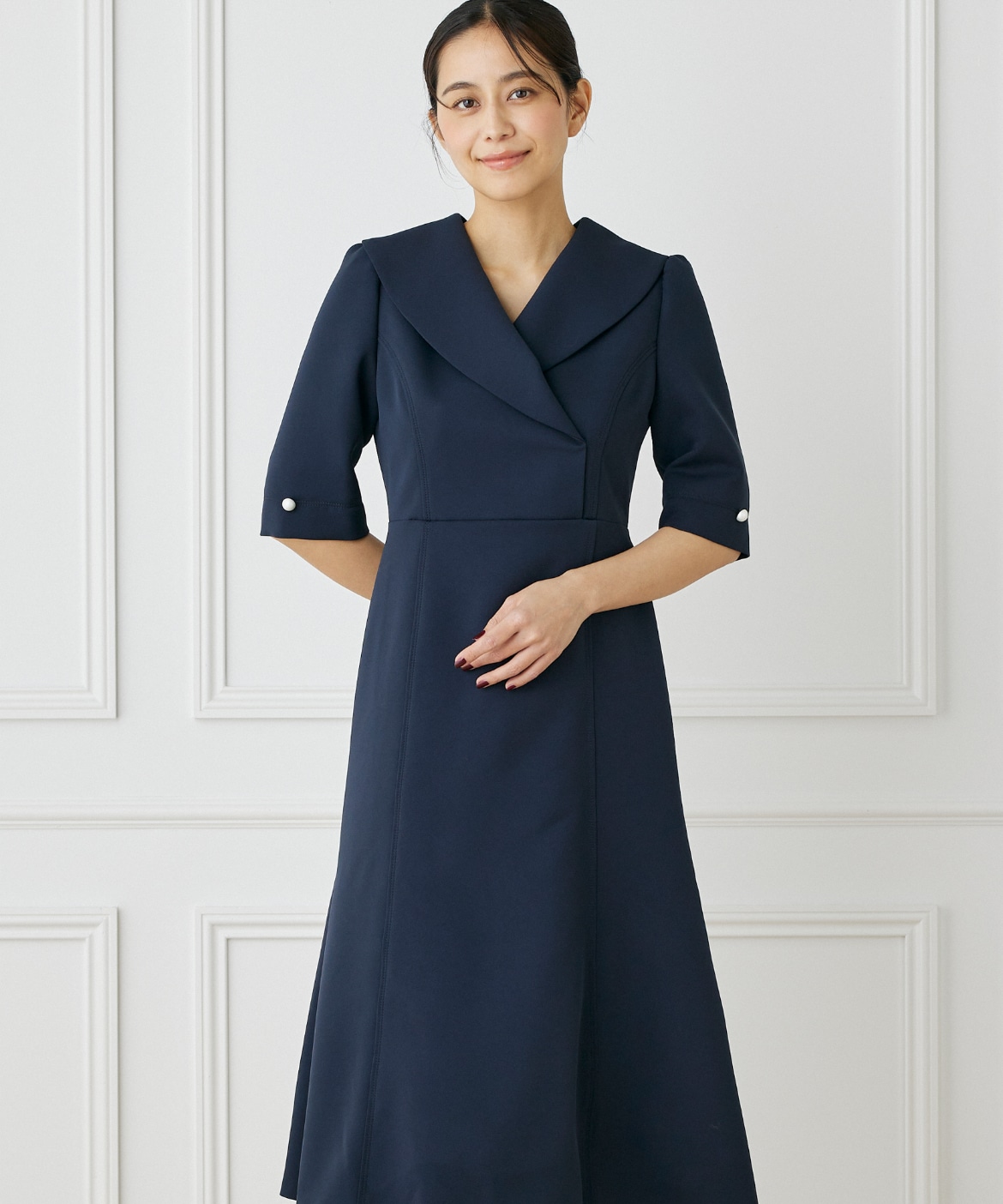 M Maglie le cassetto》ショールカラーワンピース｜M Maglie le