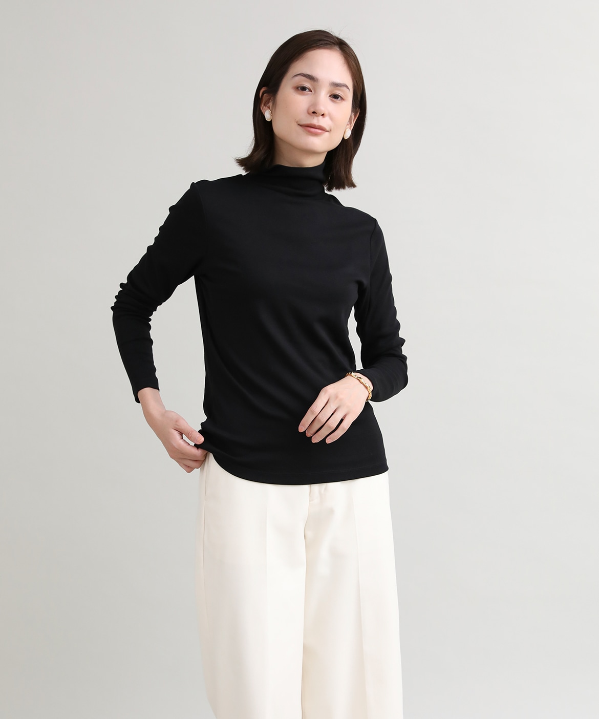 ハイネックカットソー《スビン綿MIXフライス》｜DAY by DAY It's