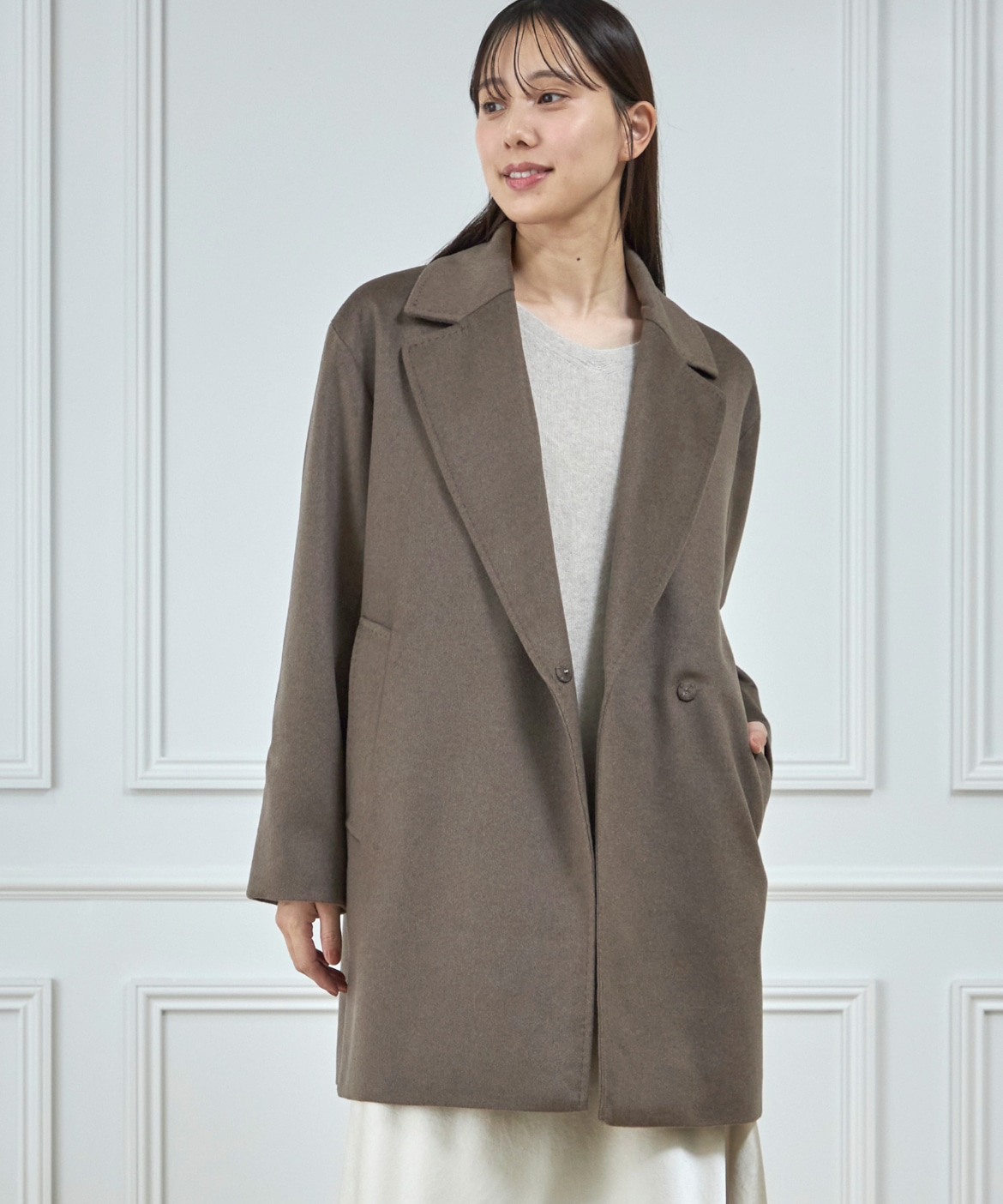 WEB限定》カシミヤ100%ミドル丈コート｜INED（イネド）｜フランドル