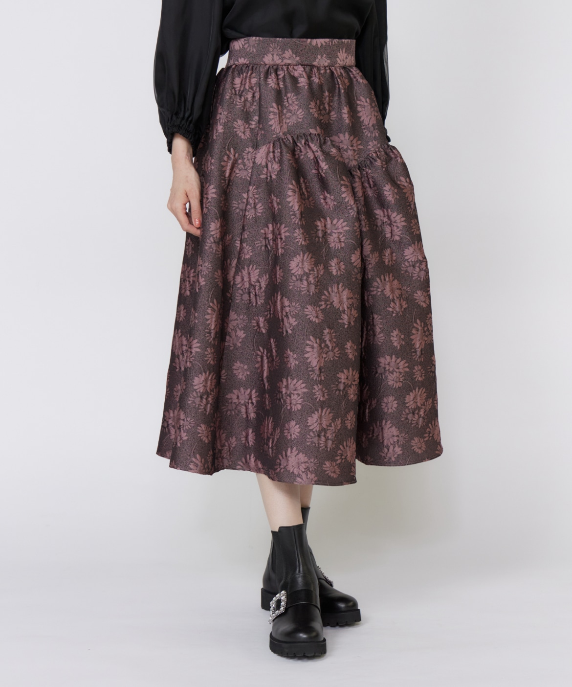 フラワージャガードスカート｜Maglie le cassetto（マーリエ ル