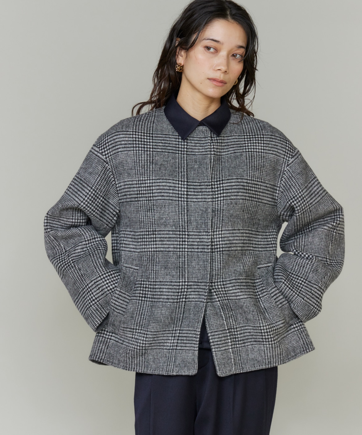 ノーカラーショートコート｜INED（イネド）｜フランドル（FLANDRE