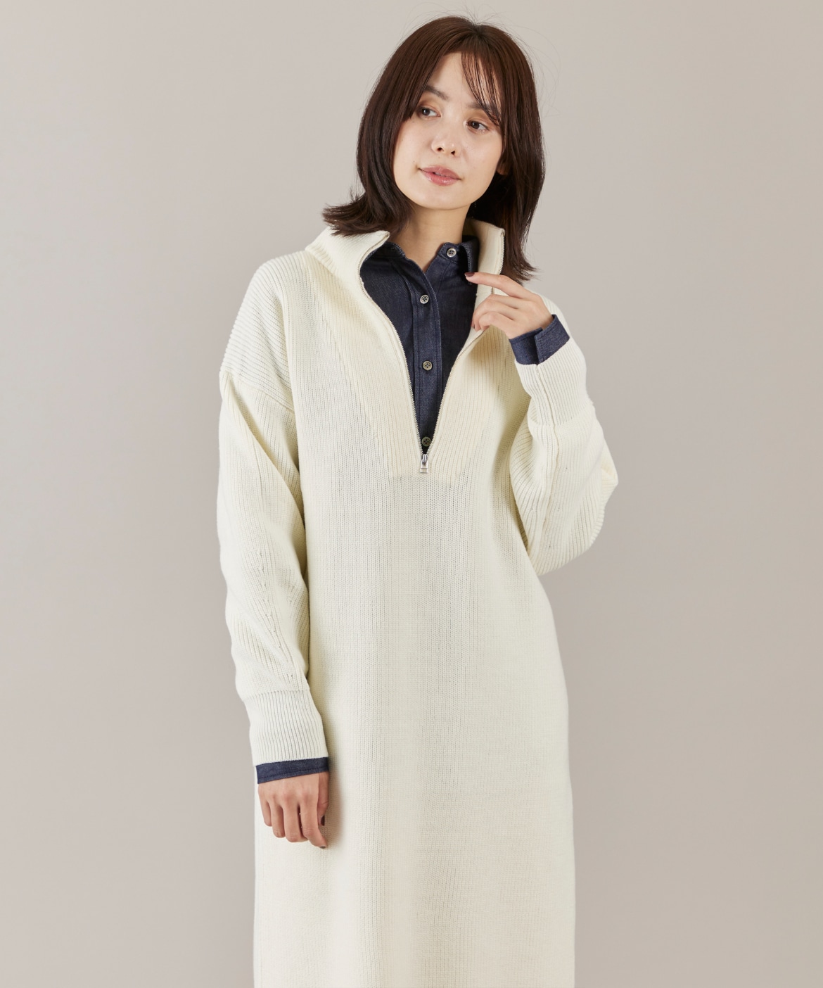 ハーフジップニットワンピース｜DAY by DAY It's international