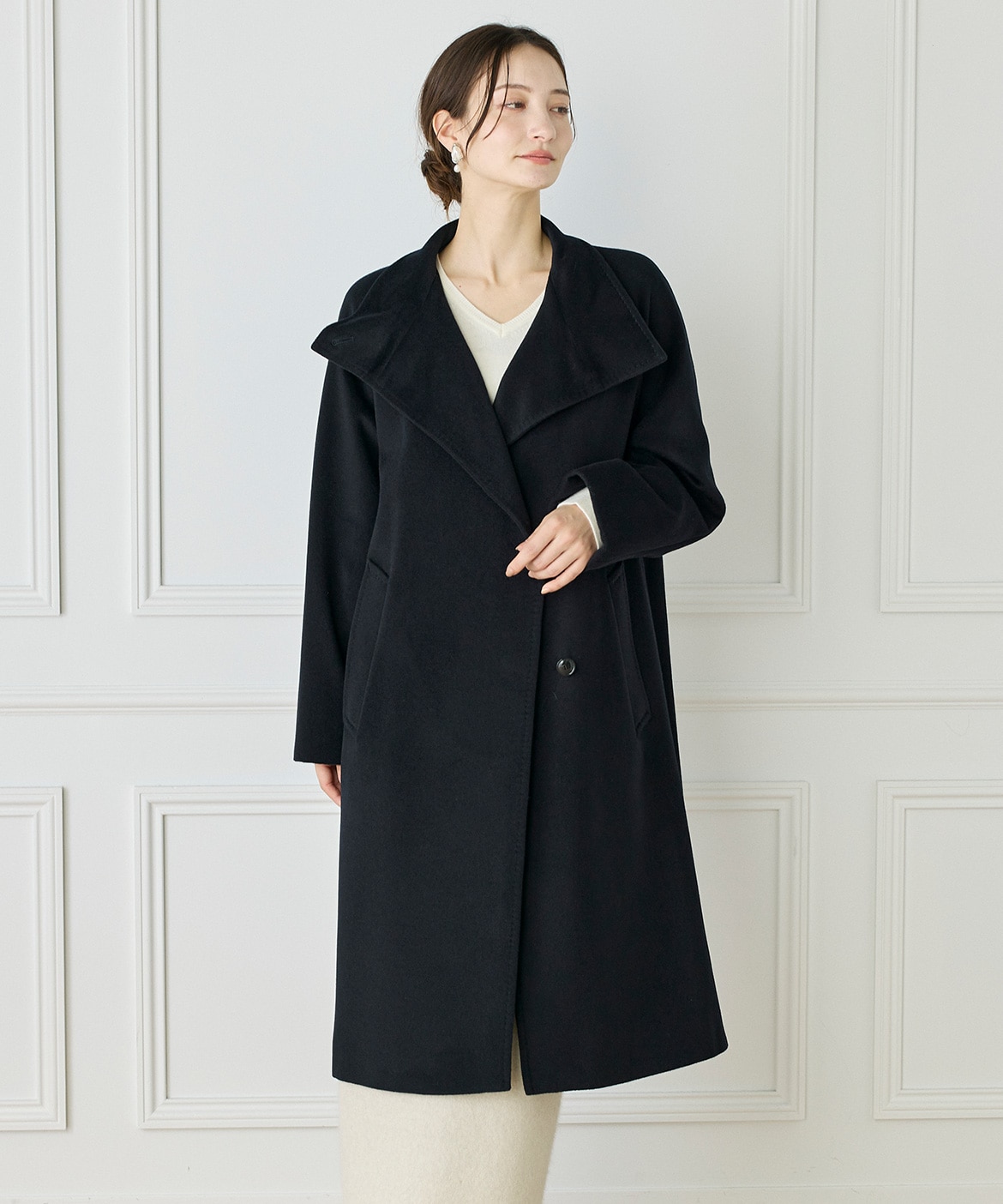 WEB限定》カシミヤ100%スタンドカラーコート｜INED（イネド