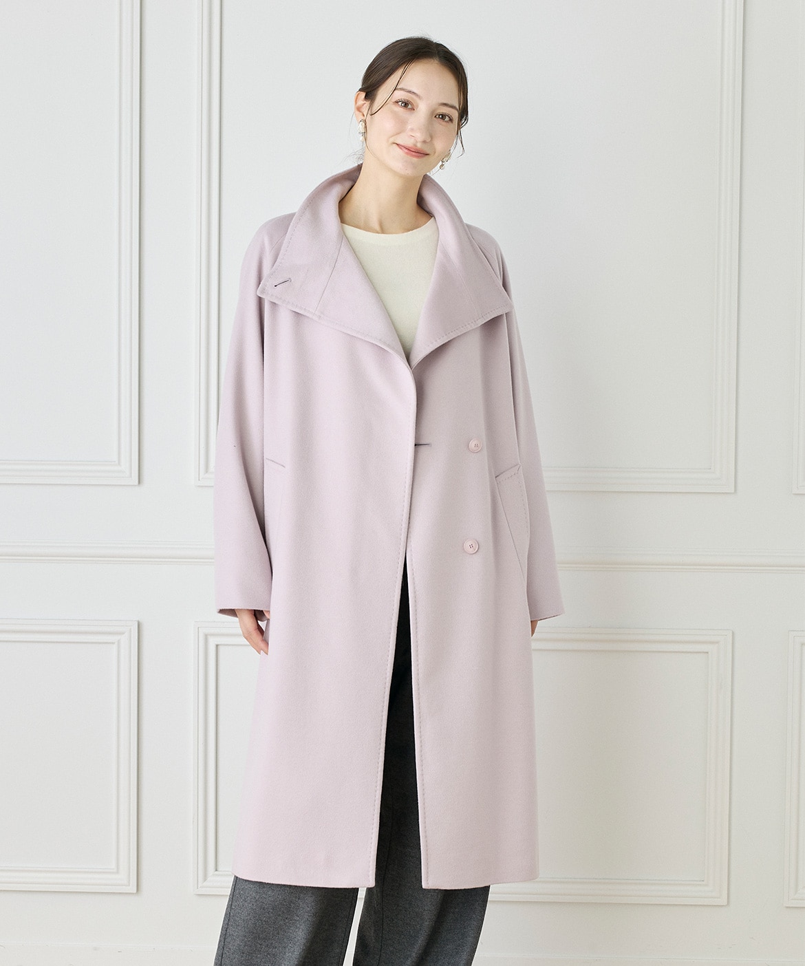 WEB限定》カシミヤ100%スタンドカラーコート｜INED（イネド