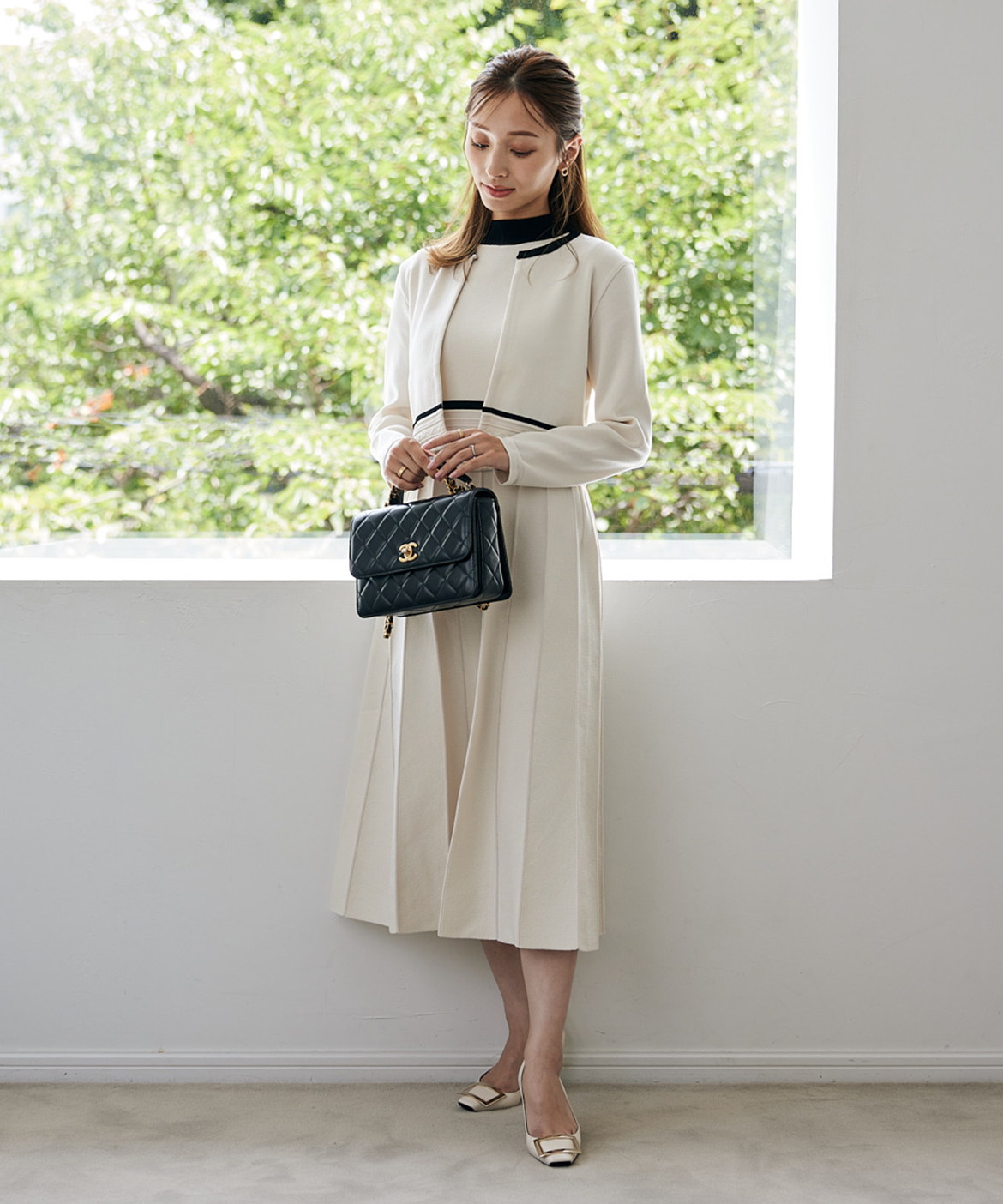 M Maglie le cassetto》バイカラーニットワンピース｜M Maglie le