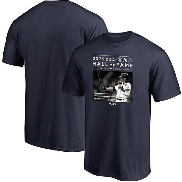 Fanatics イチロー HOF（殿堂入り）記念 Tシャツ ネイビー(S nocolor