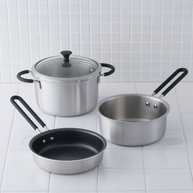o.e.c. ミニマ 鍋・フライパン3点セット(ガラス蓋付): キッチン用品