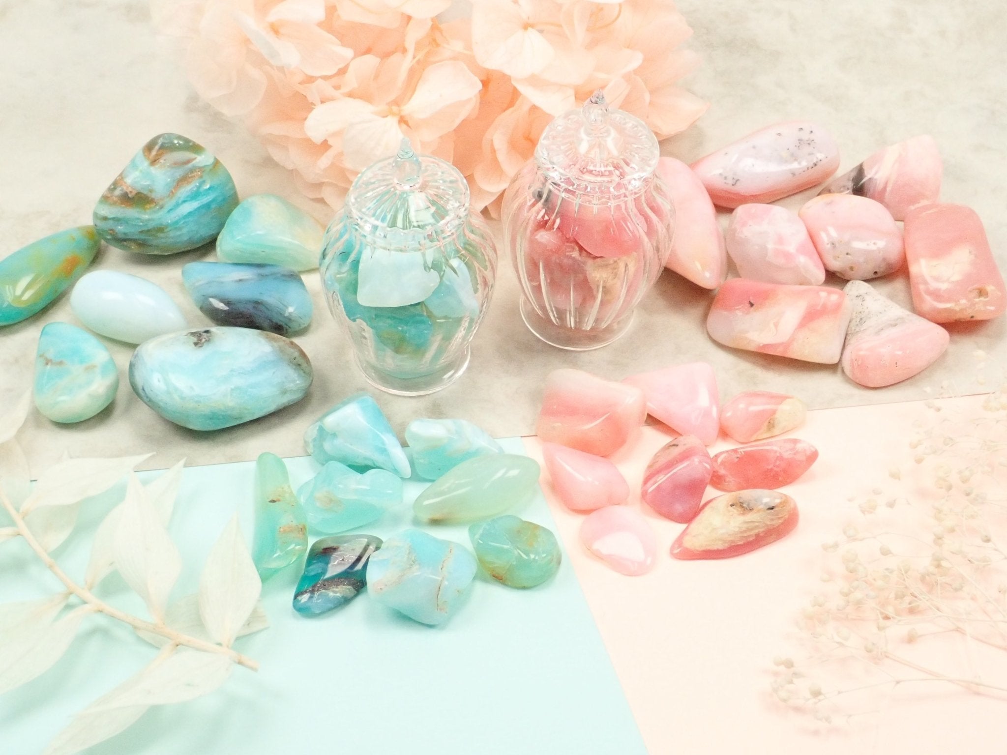 ピンクオパール・ブルーオパール2石セット（小・大サイズ）《複数購入