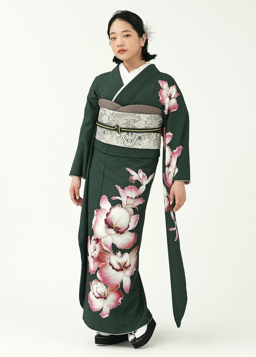 振袖 咲く、シンビジュウム-深緑-（ご予約受注品） | 振袖 | やまと