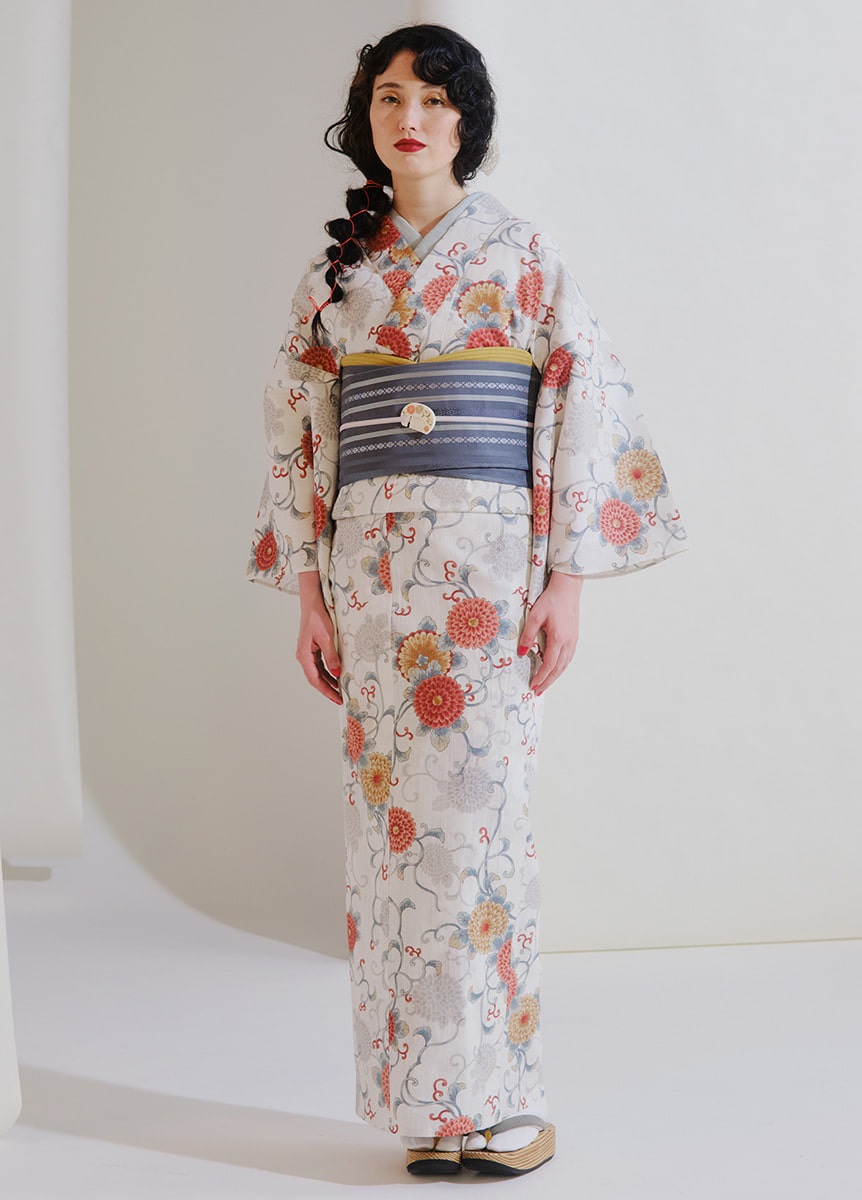 江戸日和】プレタゆかた 色絵菊唐草 朱 | 浴衣 | やまとオンラインストア