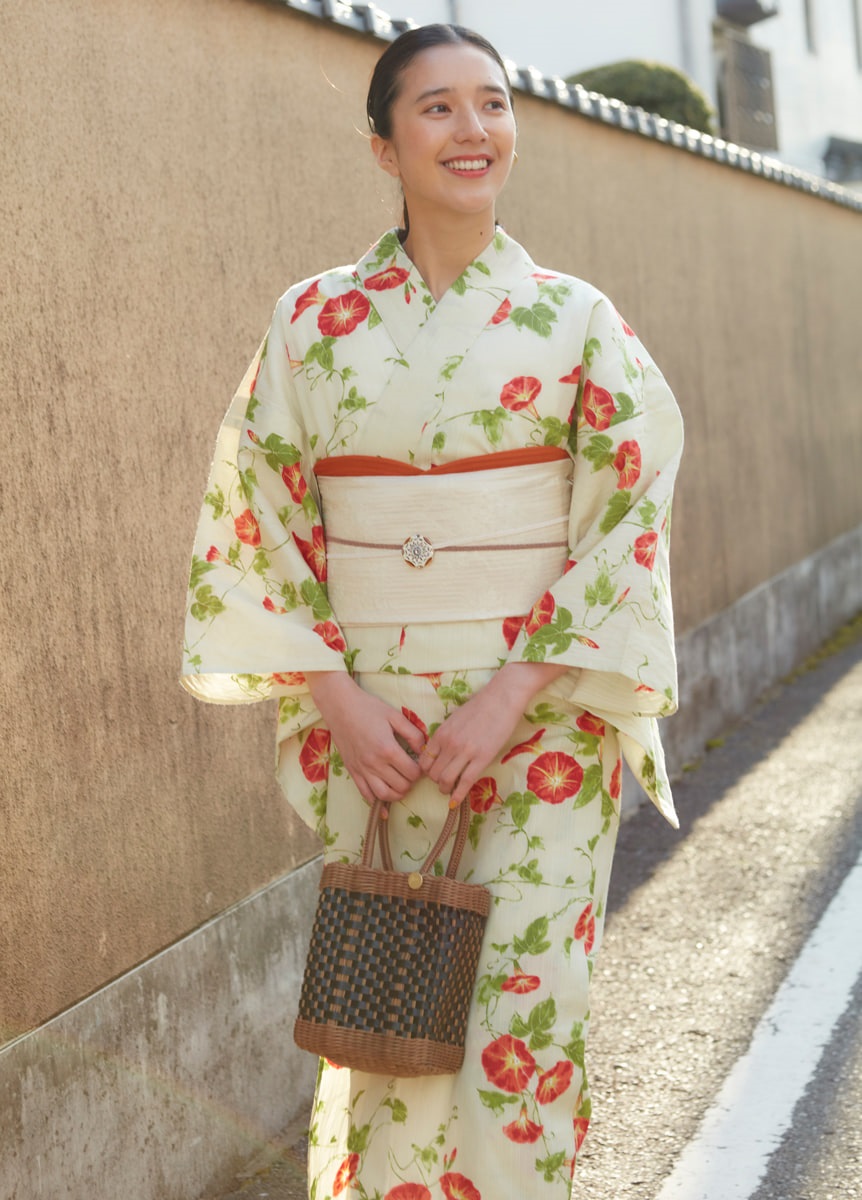 プレタ浴衣 風花 そよぐ朝顔 生成り | 浴衣 | やまとオンラインストア