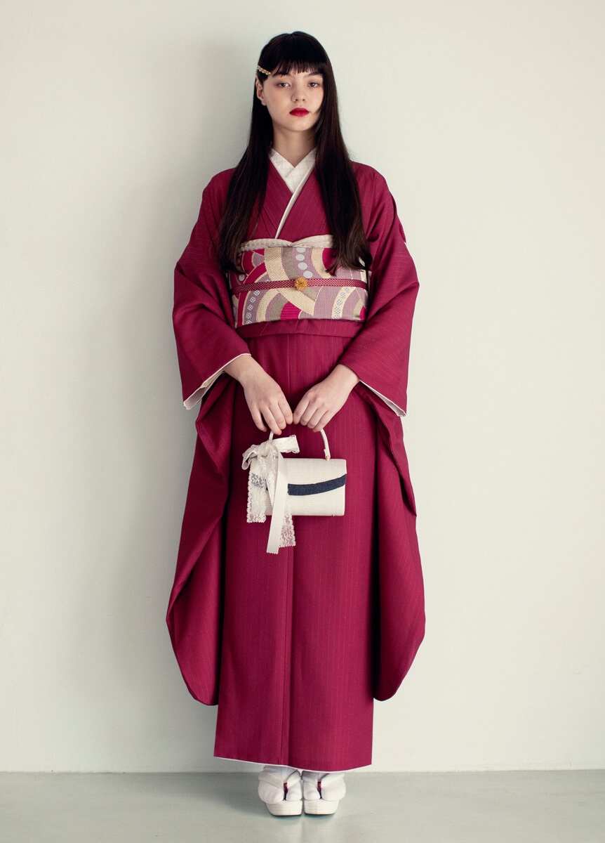 特選！やまと誂 吹綿 振袖 無地 赤 紅☆長襦袢 2点 セット 正絹☆155.5