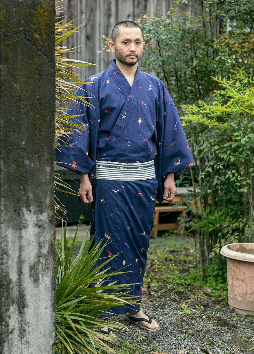 女性サイズ】ゆかた 奄美の鳥 紺 | 浴衣 | やまとオンラインストア
