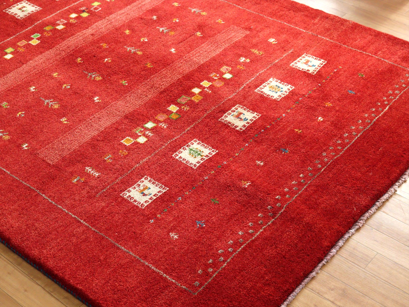 キリムスタイル / カシュカイ族の手織りラグ ギャッベ226×165cm レッド