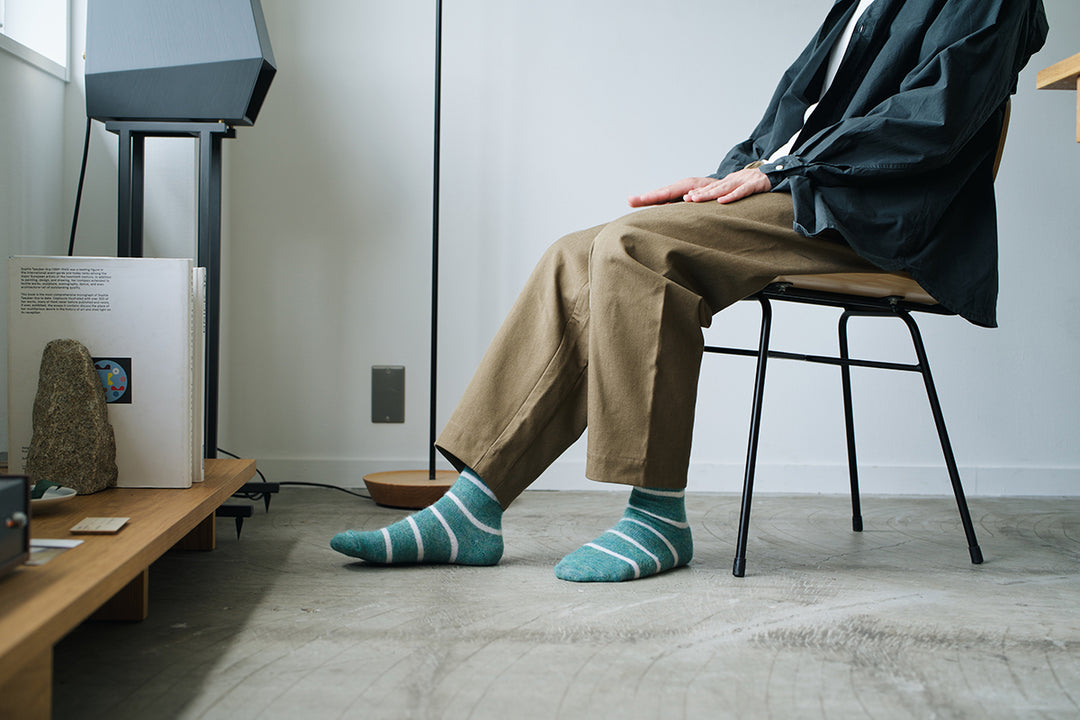 モヘアウールボーダーソックス｜NISHIGUCHI KUTSUSHITA（ニシグチ