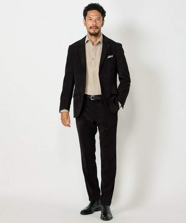 太畝ポリエステルコーデュロイテーラードジャケット＜セットアップ対応