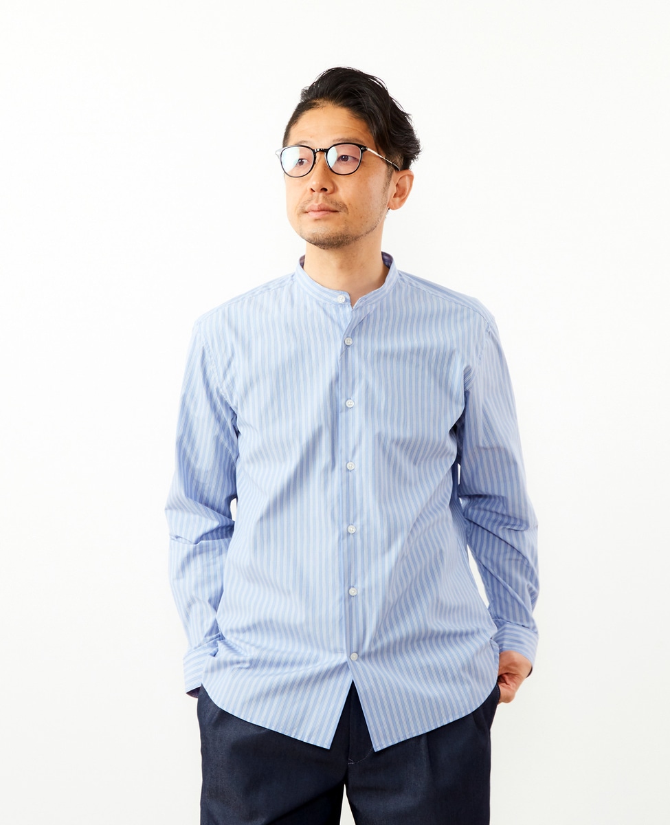 クラシックストライプバンドカラーシャツ｜MEN'S MELROSE（メンズ