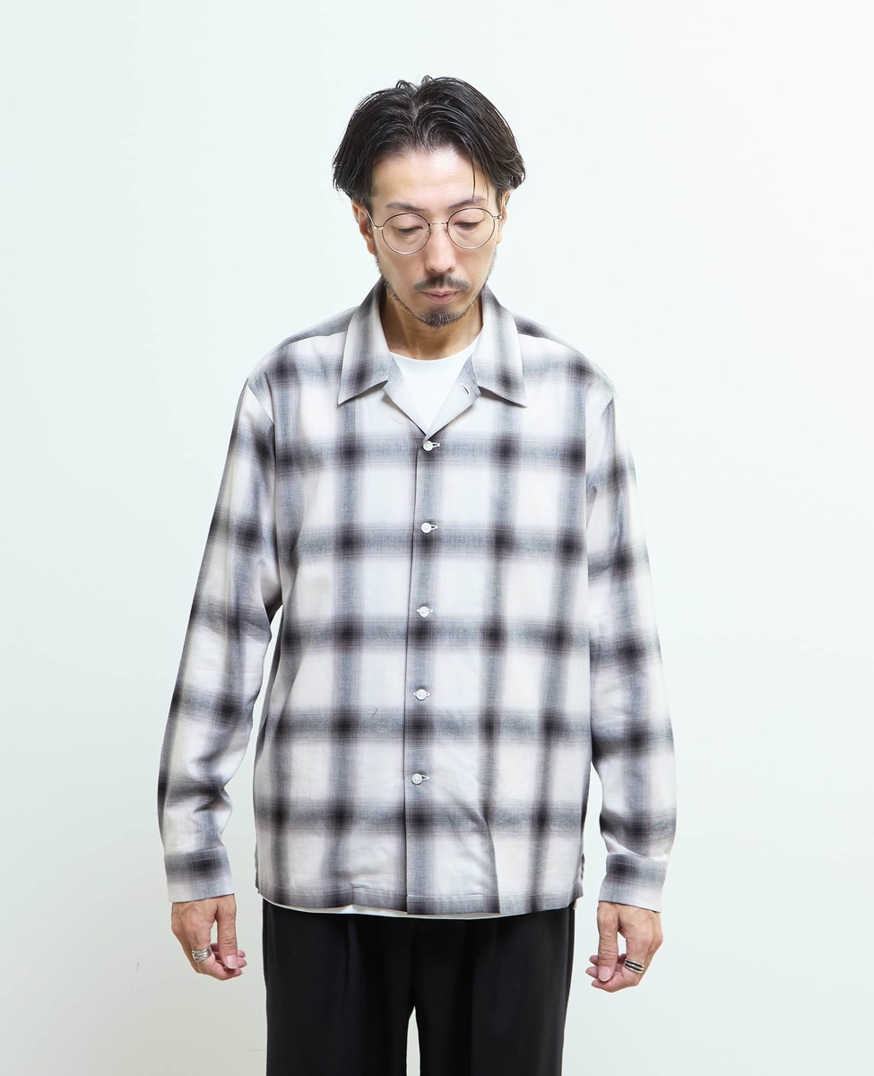 オンブレチェックオープンカラーシャツ｜MEN'S MELROSE（メンズ