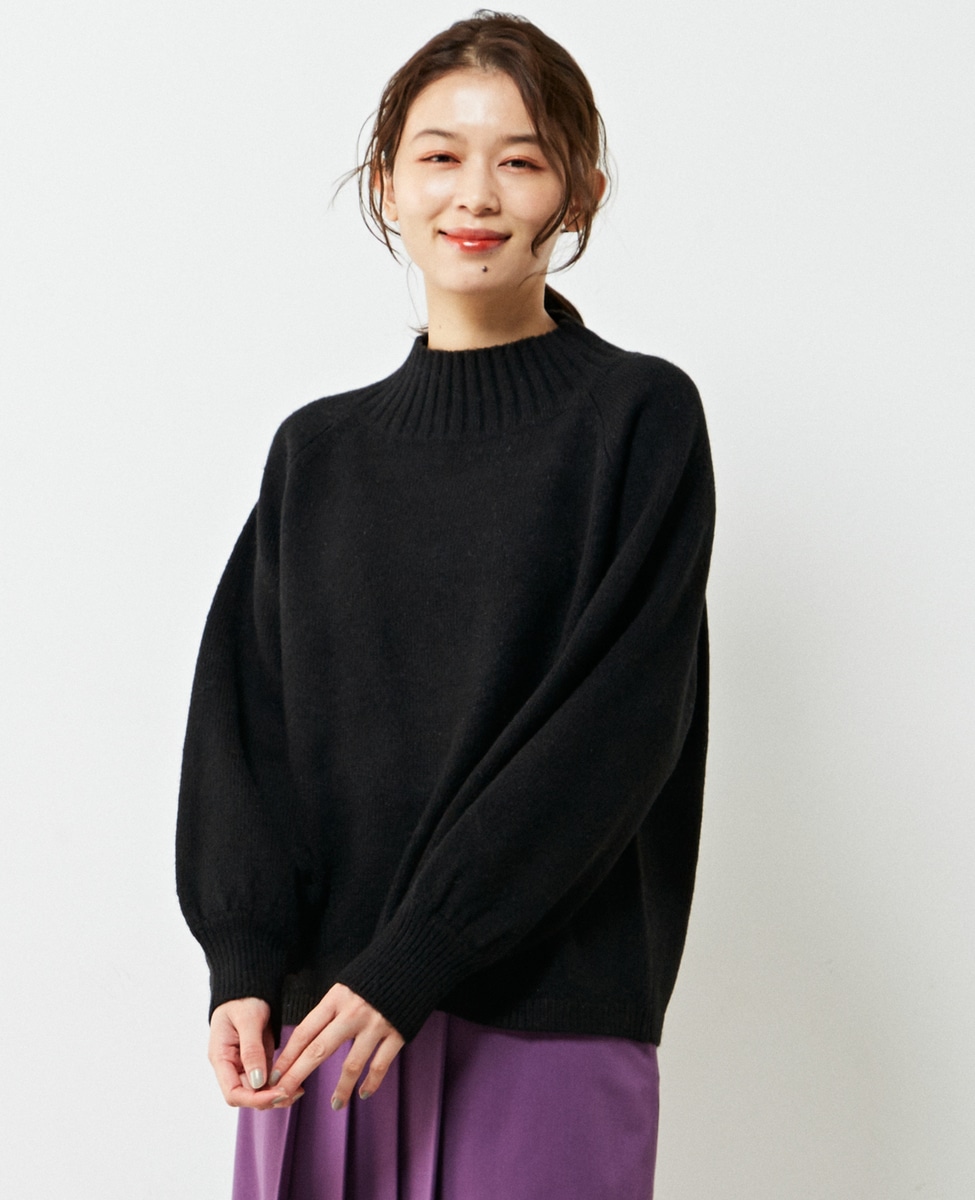 ウォッシャブルで程よくゆったり♪ワイドリブハイネックニットプル