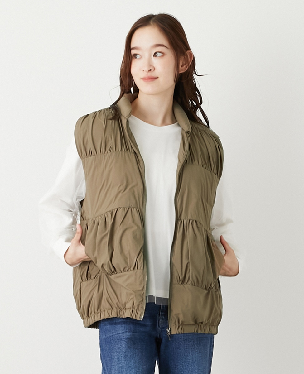 ティアードギャザーピュアダウンベスト】｜MELROSE CLAIRE（メルローズ