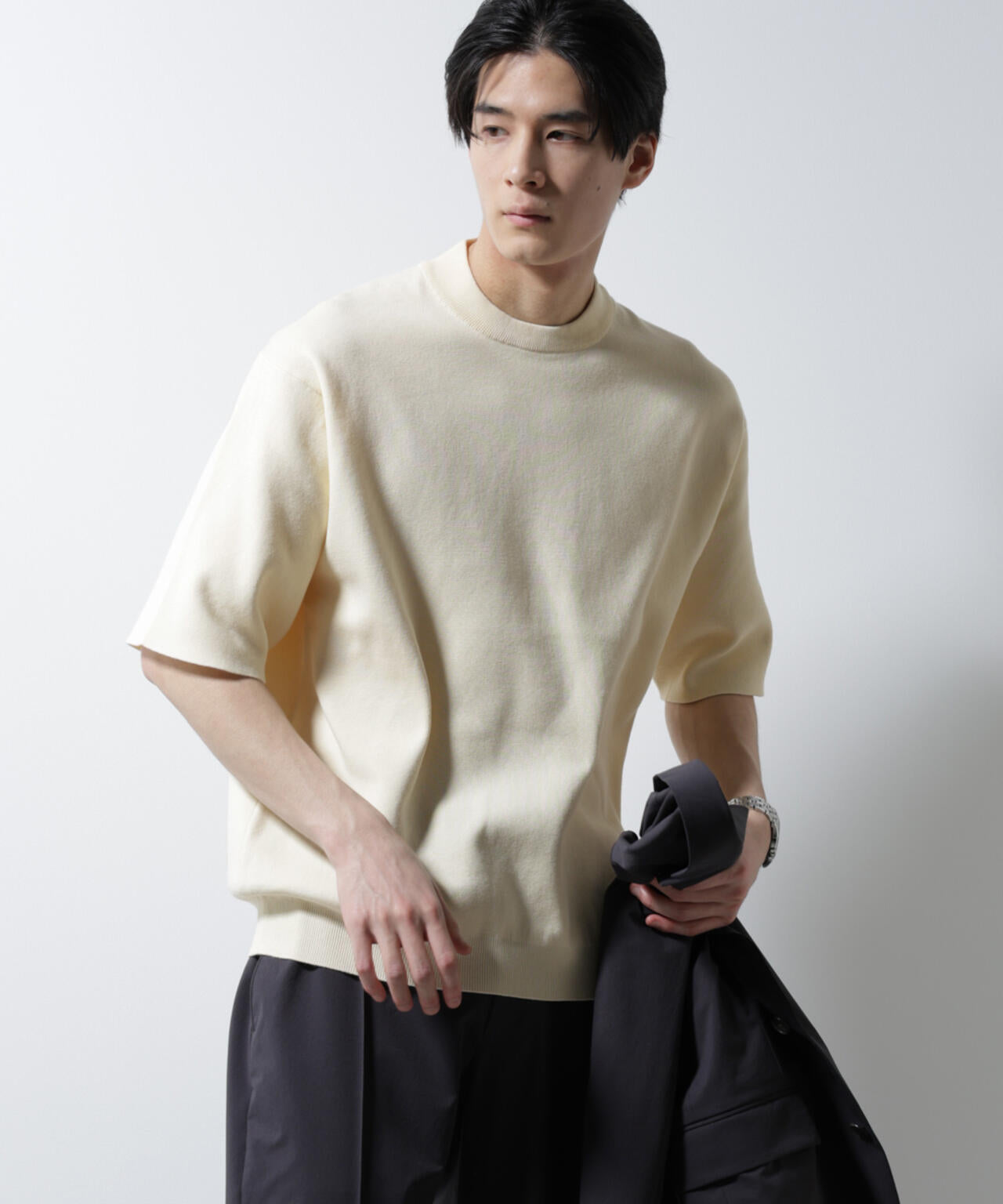 14ゲージミラノリブニット ジャケT型 半袖 (手洗い可能)