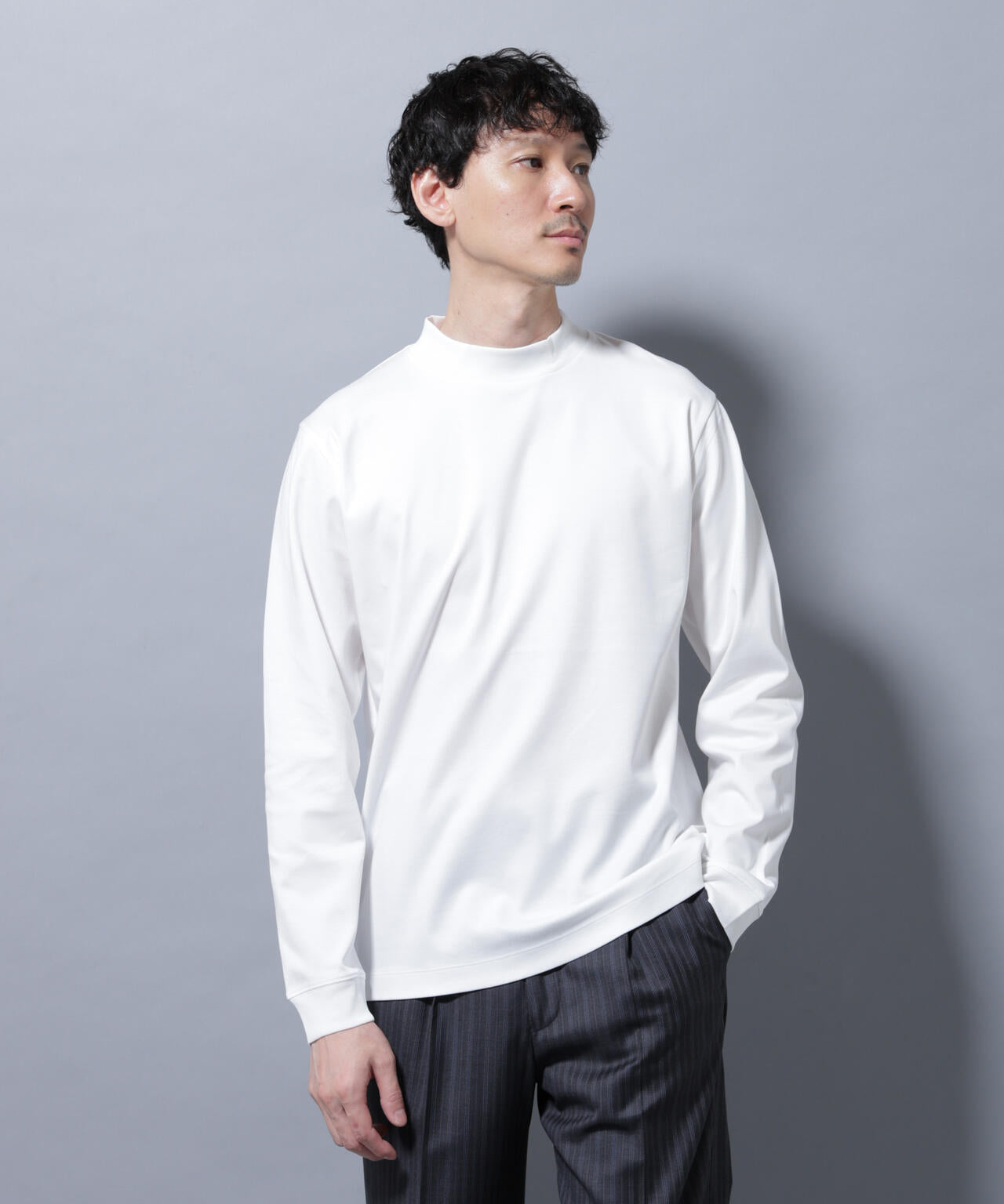 アンチスメル モックネック Tシャツ 長袖