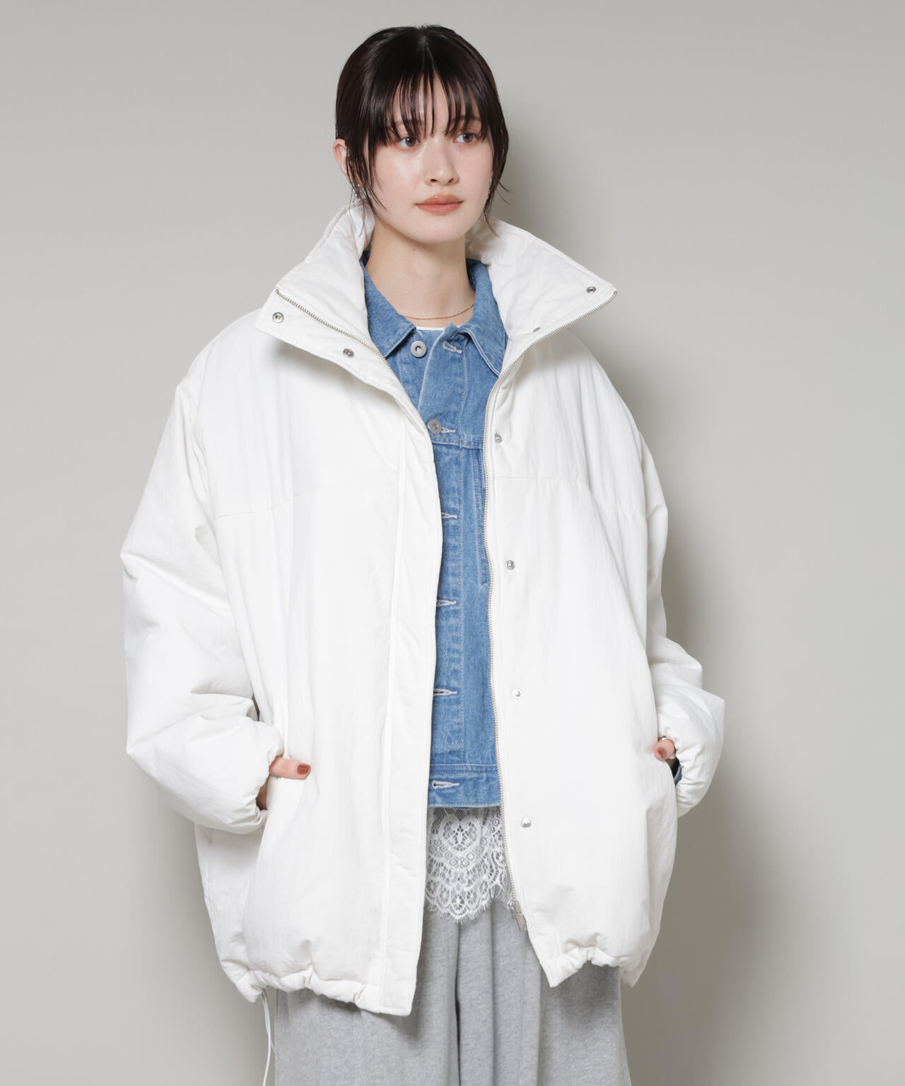 撥水加工 中綿 スタンド オーバージップ ブルゾン