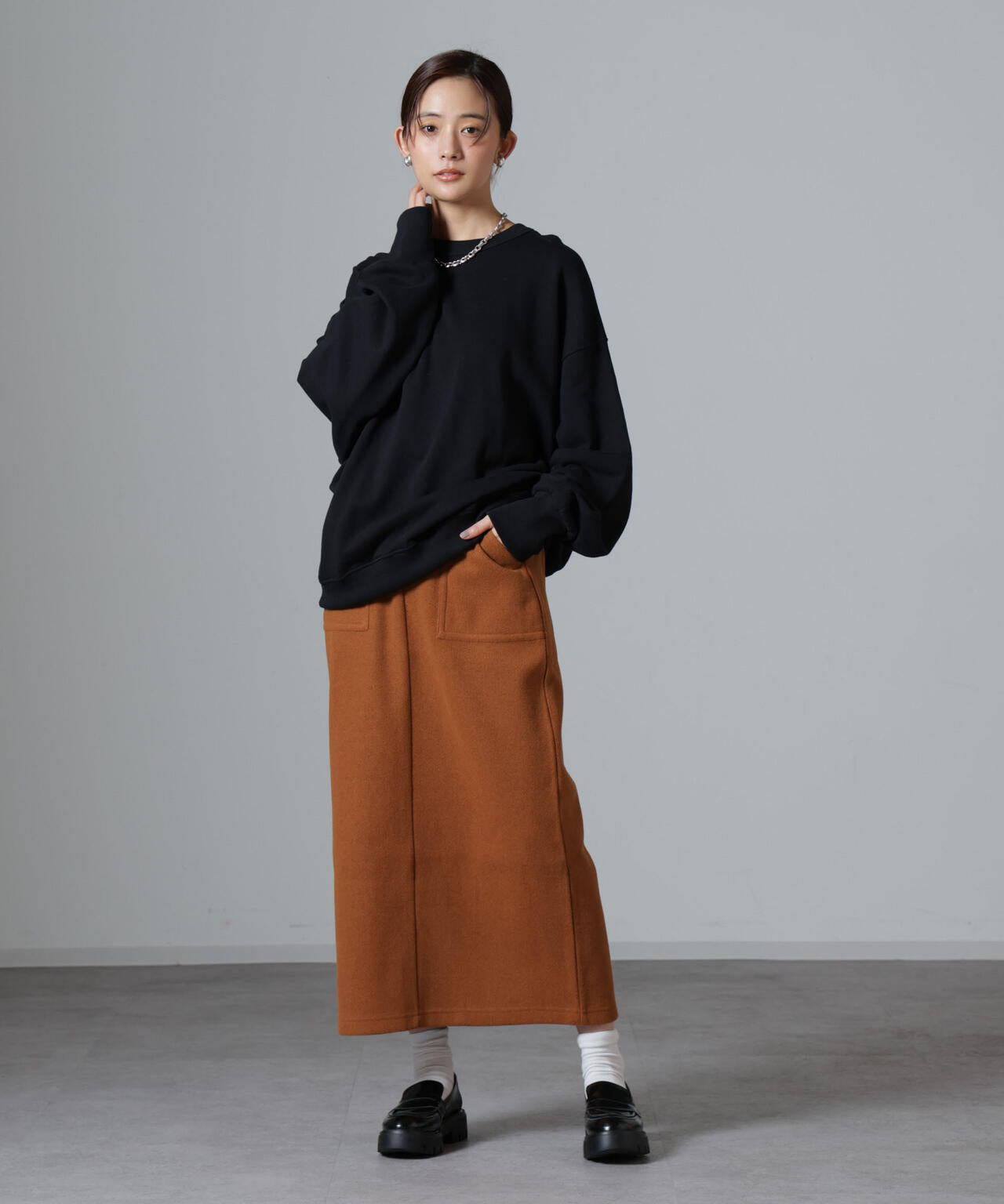 ウール ライク ニードル パンチ スカート ( セットアップ 可)