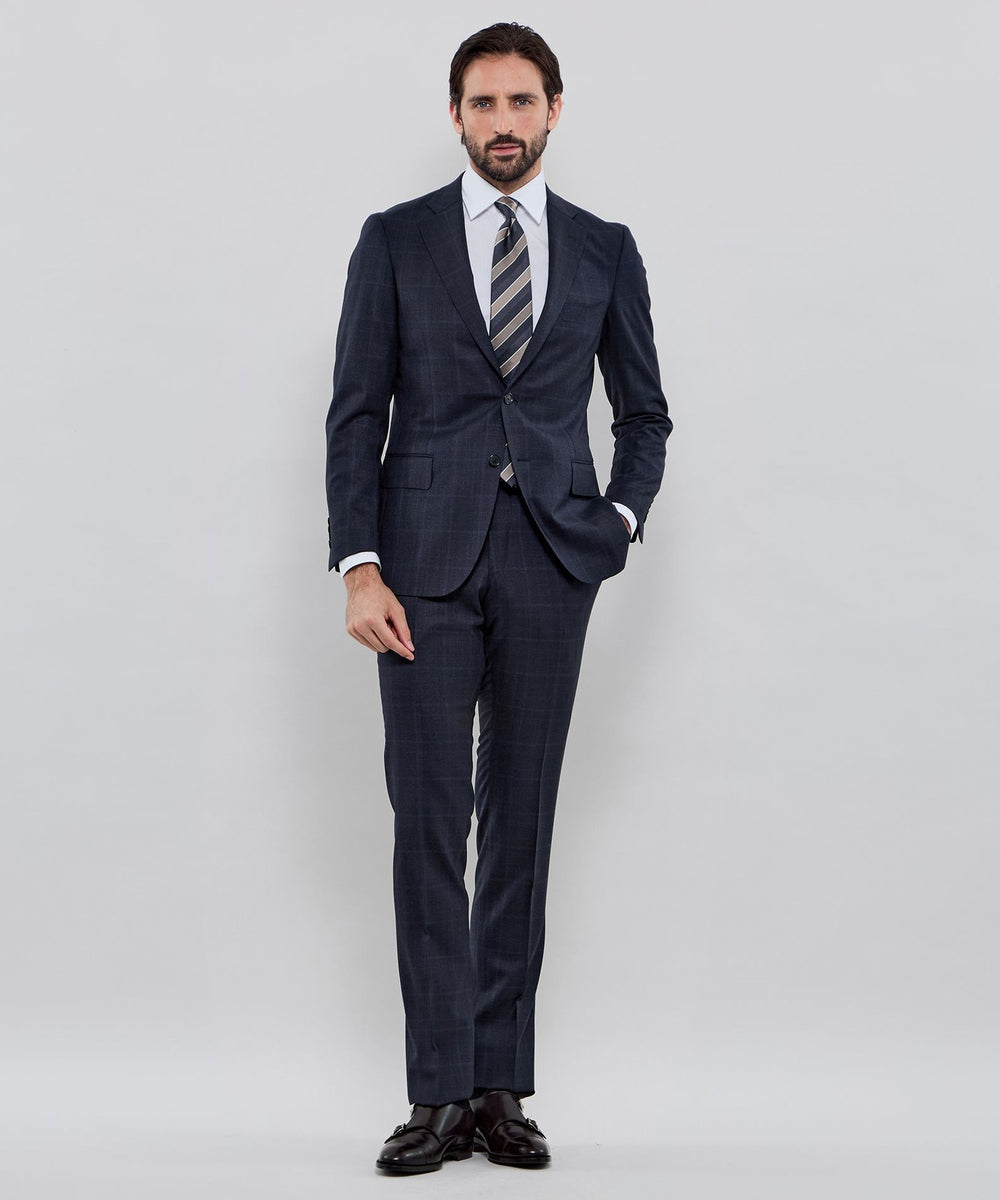 NEW BRIDGE】Super150's コンビネーションチェックネイビースーツ