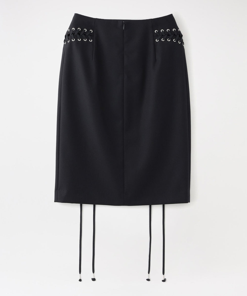 JOHN LAWRENCE SULLIVAN】スカート WOOL GABARDINE LACE-UP SKIRT
