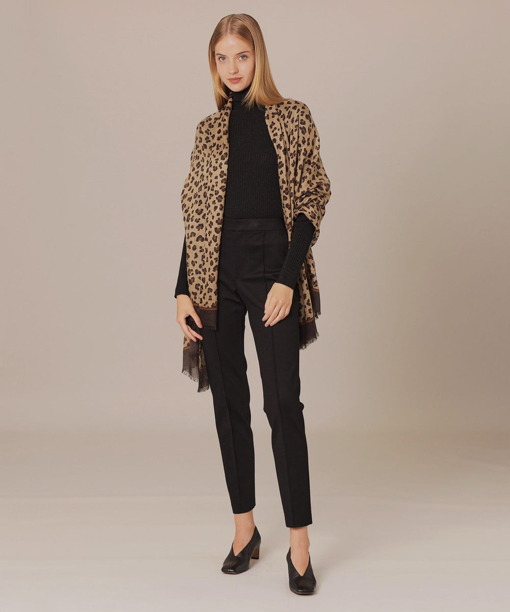 サンローラン シルク カシミヤ ストール レオパード ヒョウ柄 マフラー