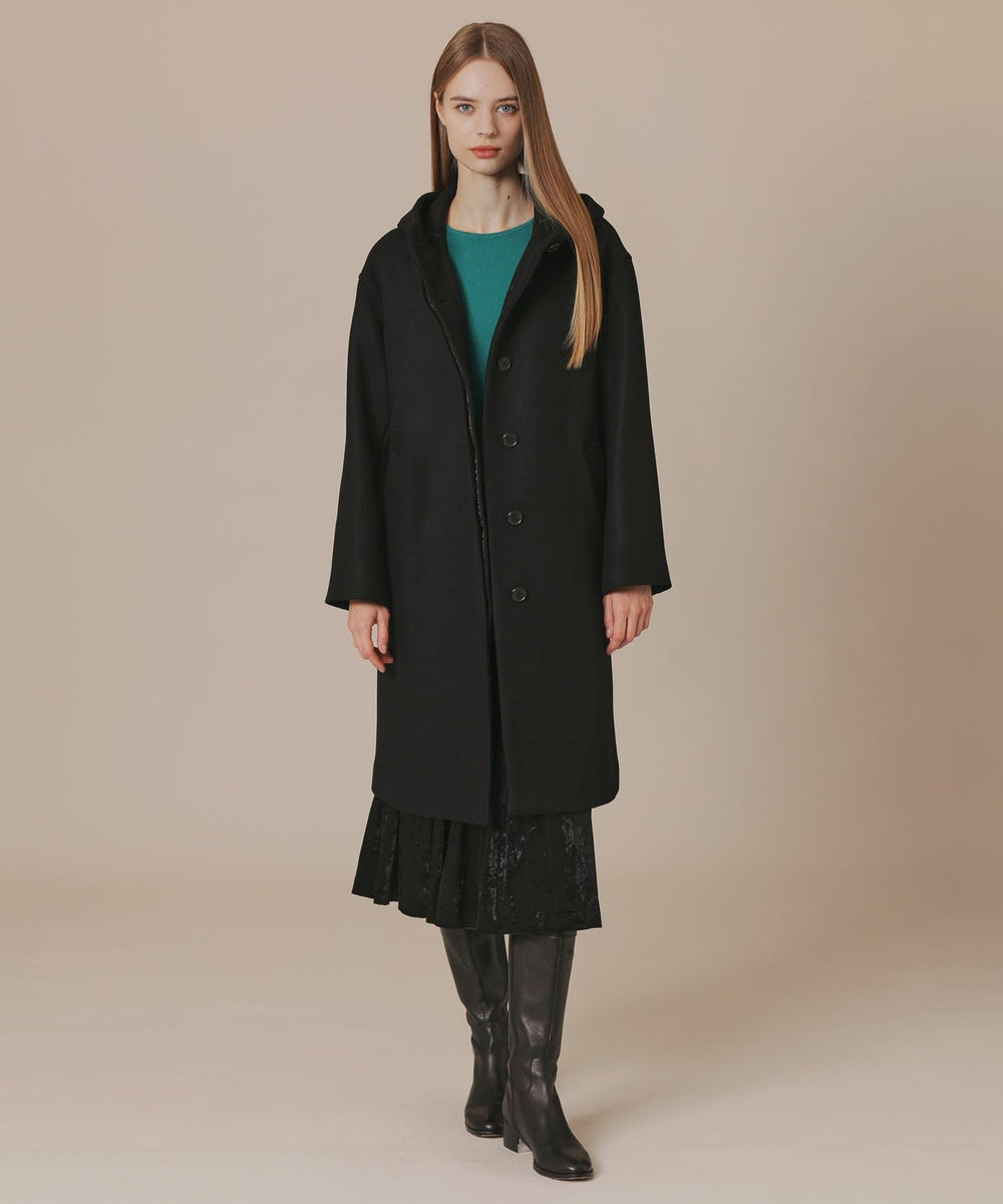 CHRYSTON/クリストン】ウールダブルクロスメルトンフーデットコート