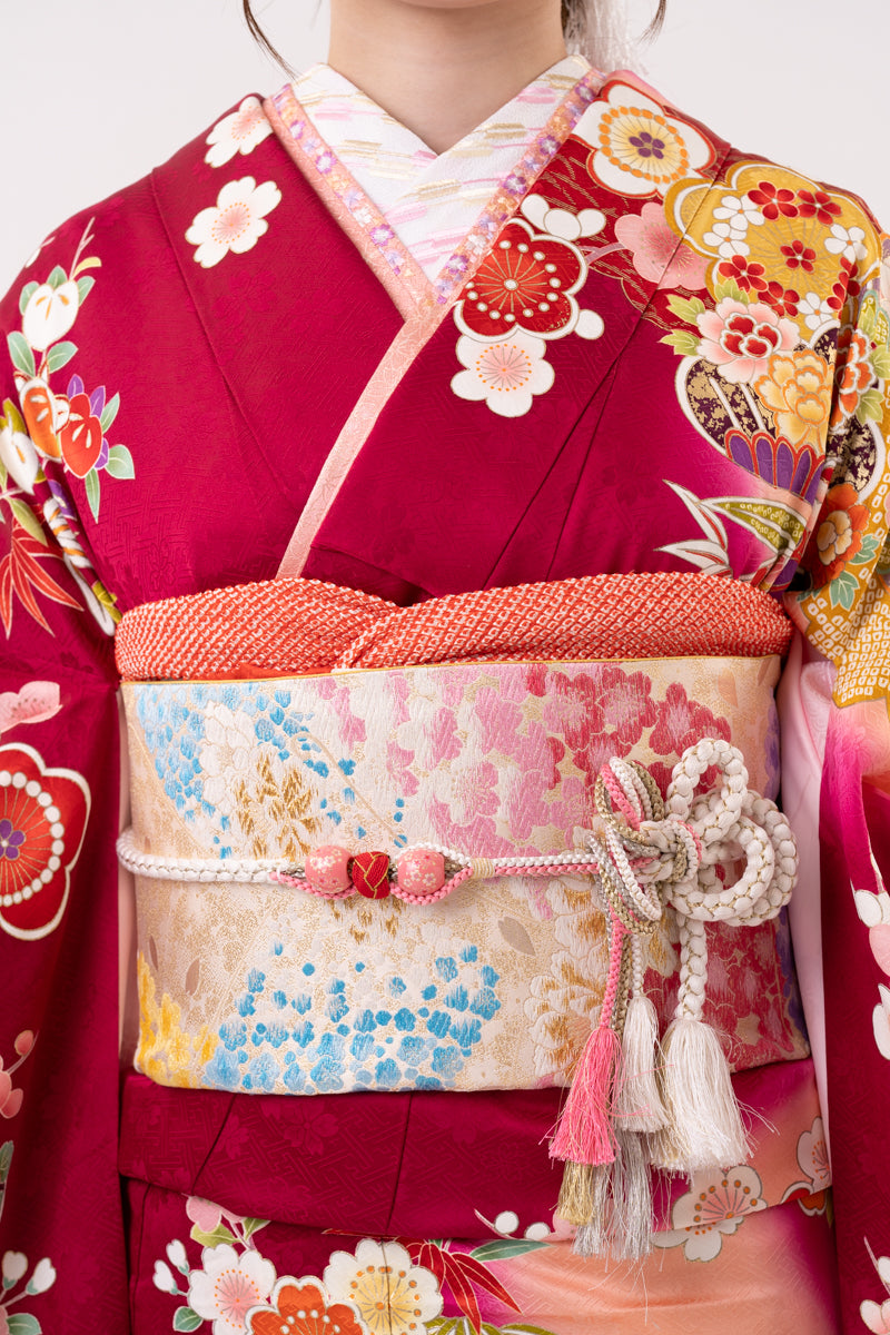 赤紫地 ピンクぼかし 正絹振袖【197】 – SAKURA TOKYO