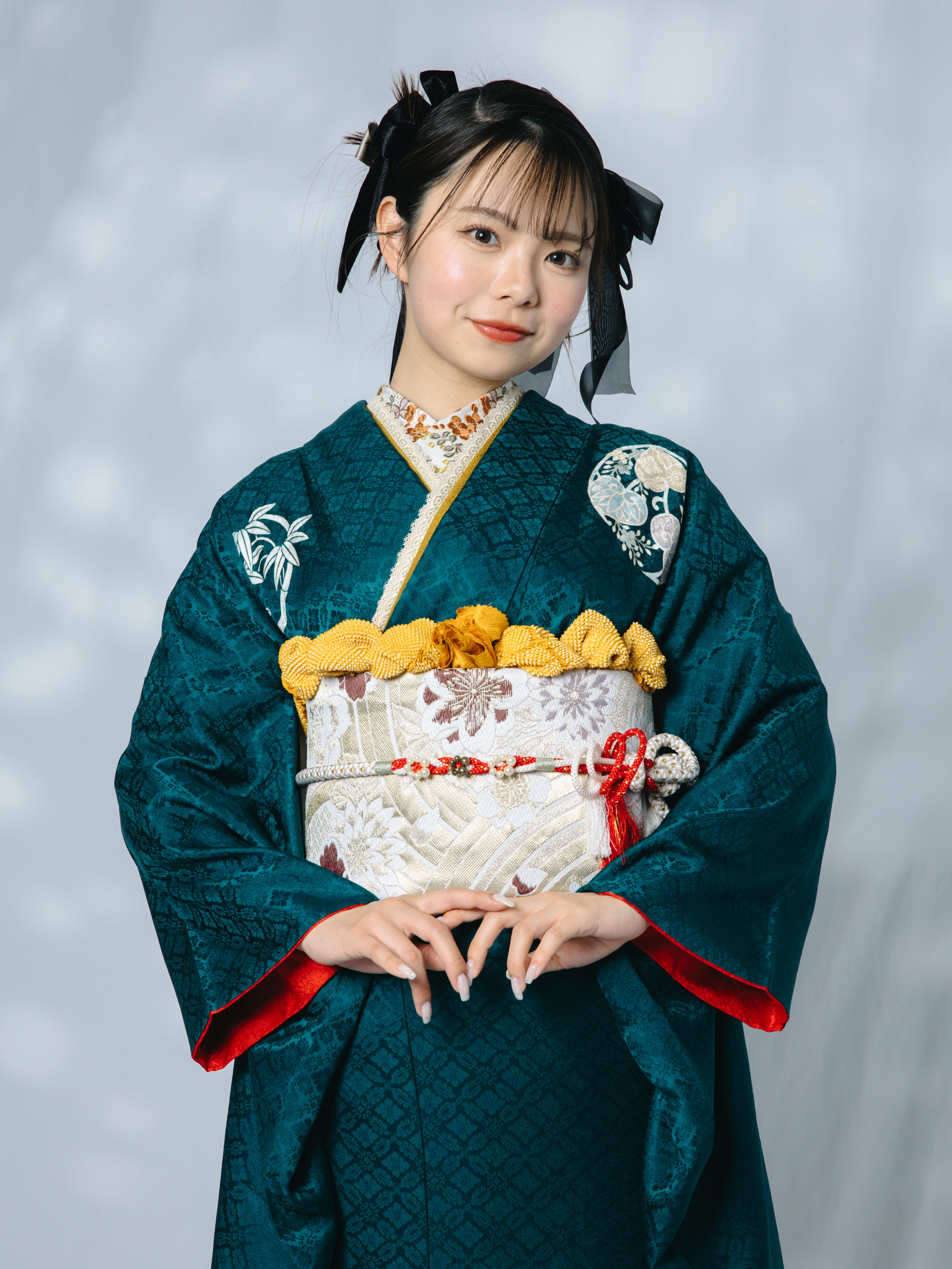 緑地 鶴 正絹振袖【550】 – SAKURA TOKYO