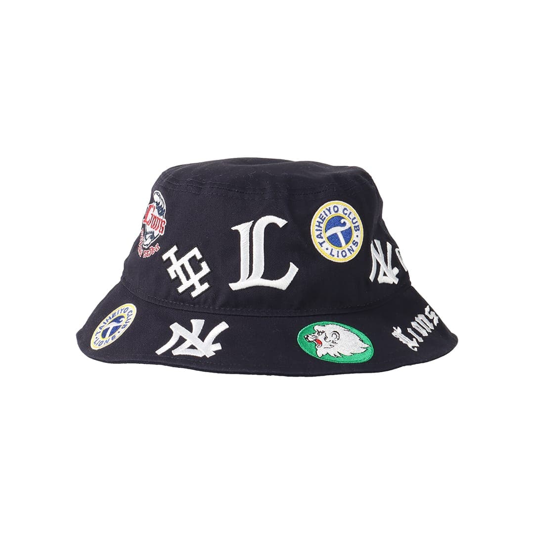 NEW ERA×LIONS BUCKET01 ALLOVER NAVY(M/L): キャップ | 埼玉西武