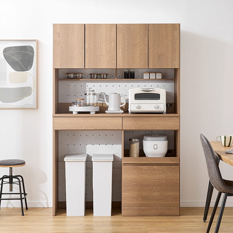 木目調食器棚 ゴミ箱収納 キッチンボード [幅120] | 【公式】LOWYA